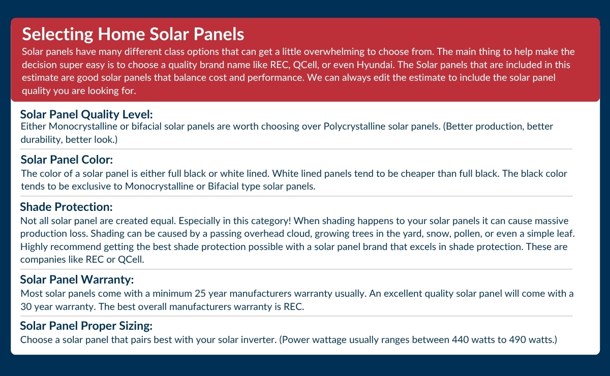 selecting home solar panels